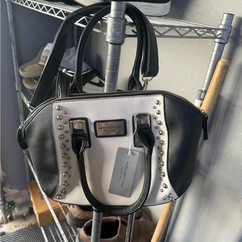 Marc New York Black & White Studded Satchel